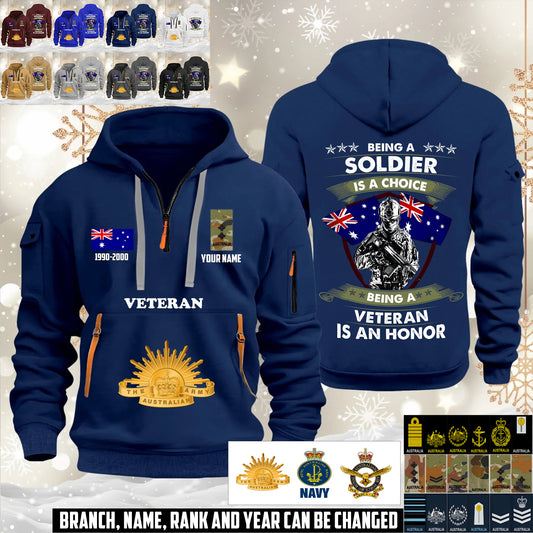 Personalized Australia Soldier/ Veteran With Name, Year And Rank Zip Hoodie Multicolor - 17563392