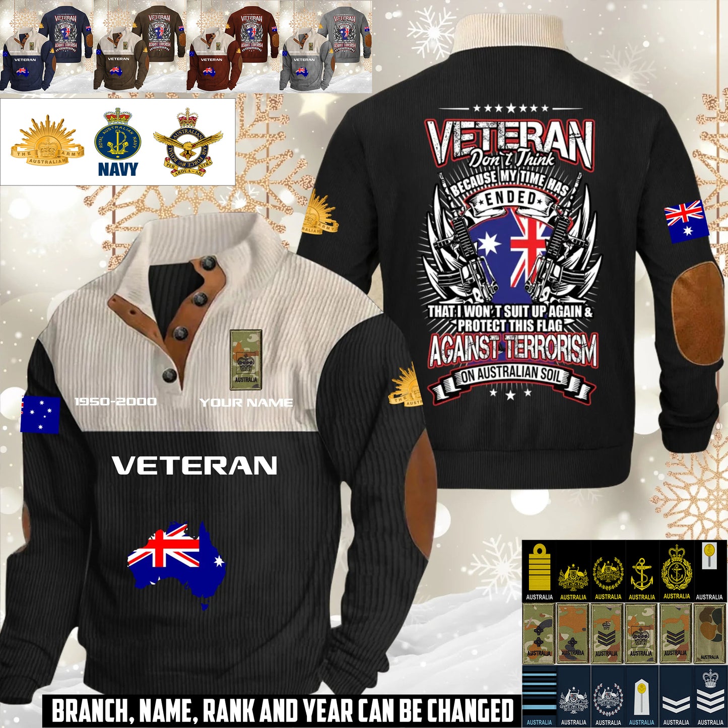 Personalized Australia Soldier/ Veteran With Name, Year And Rank Sports Sweatshirt - 17644608