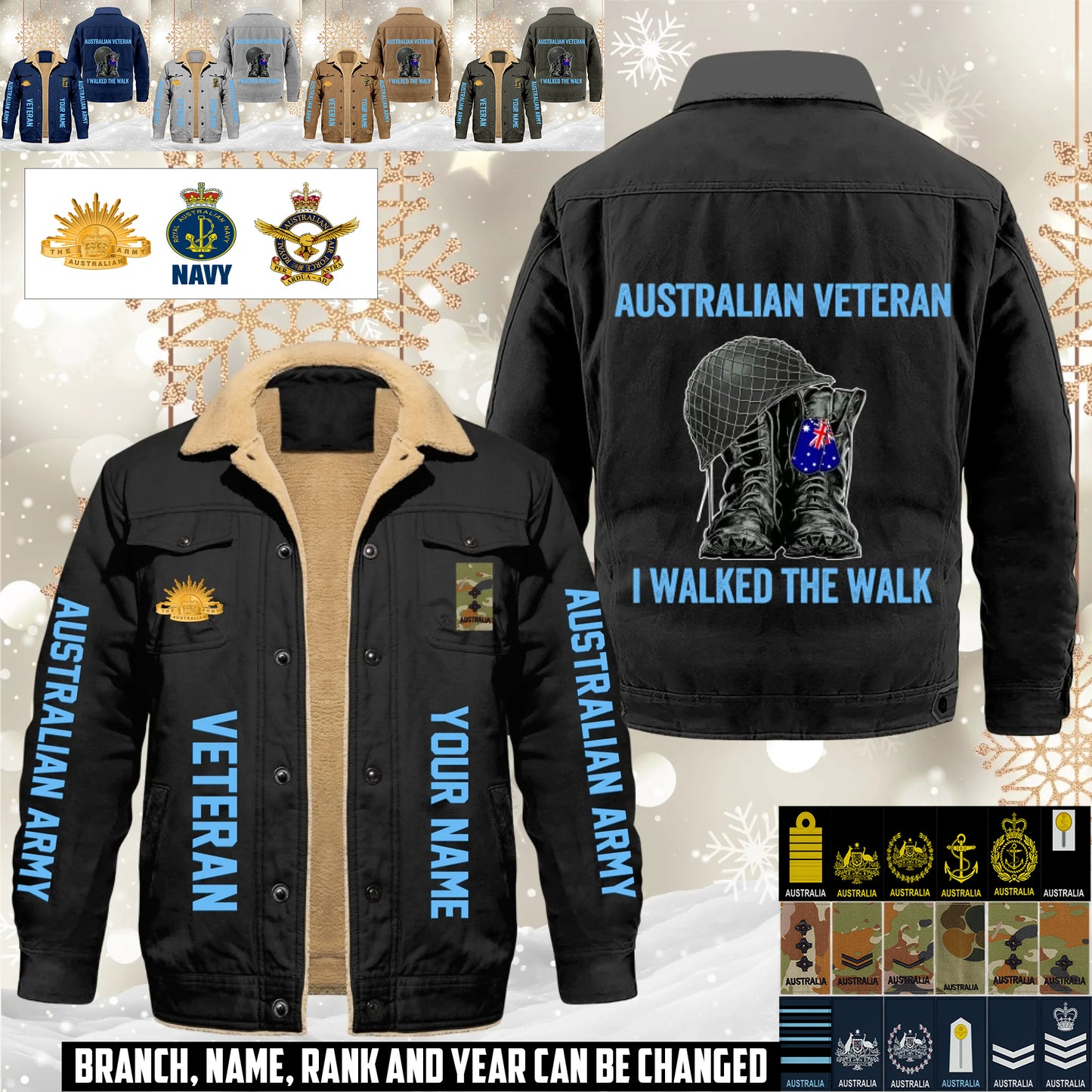Personalized Australia Soldier/ Veteran With Name And Rank Cargo Fleece Jacket - 17593632