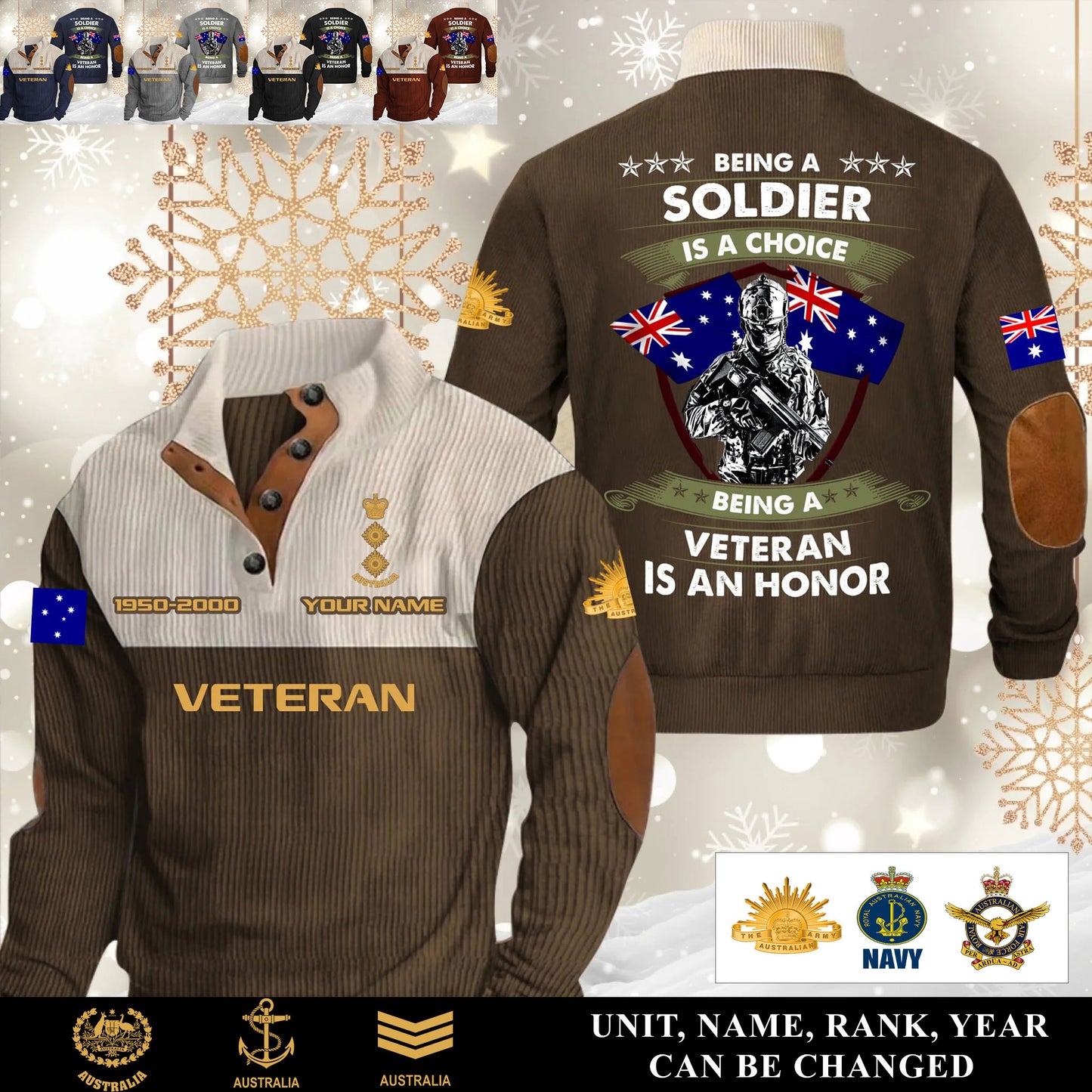 Personalized Australia Soldier/ Veteran With Name, Year And Rank Sports Sweatshirt - 17565120