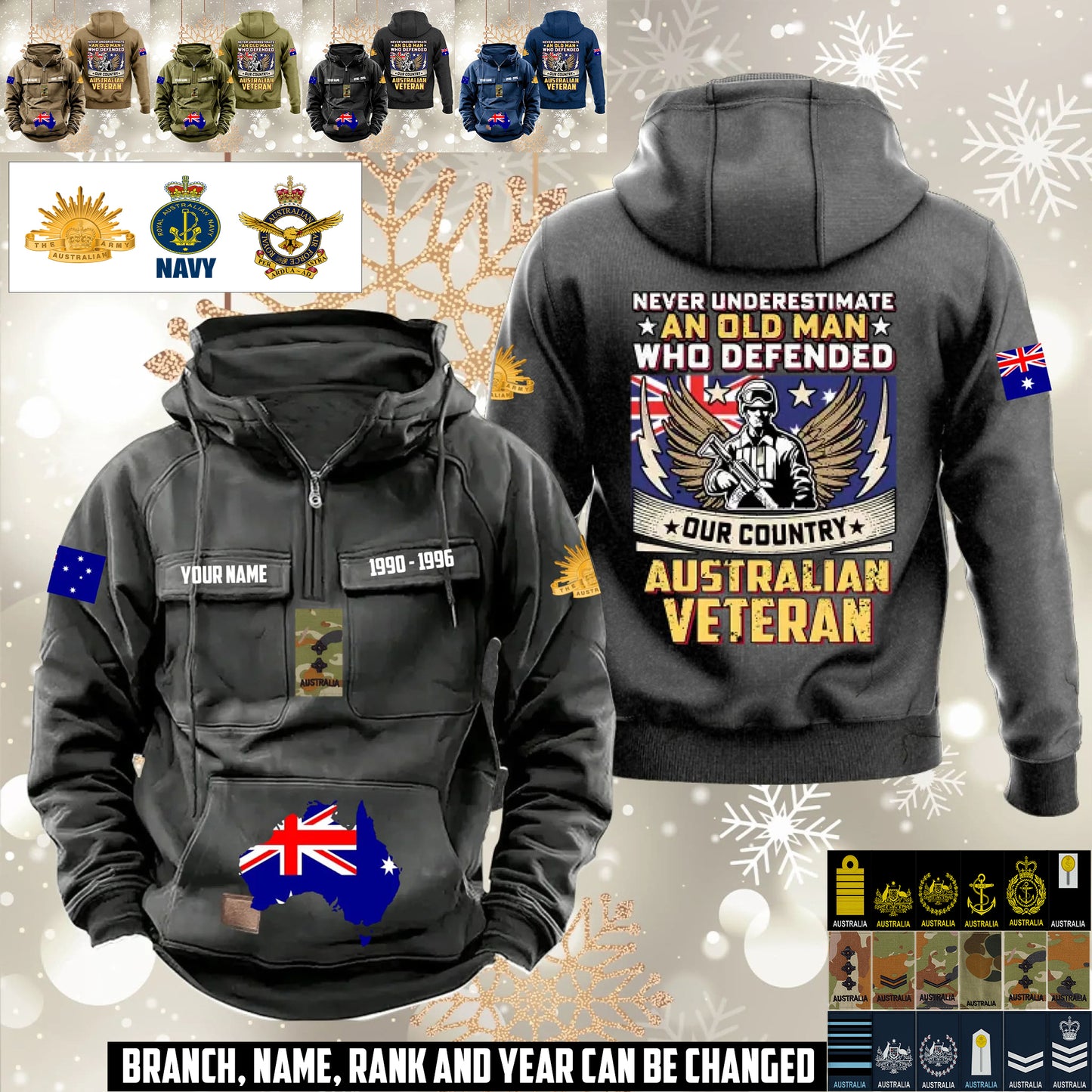 Personalized Australia Soldier/Veteran Vintage Hoodie All Over Printed - 1760400002