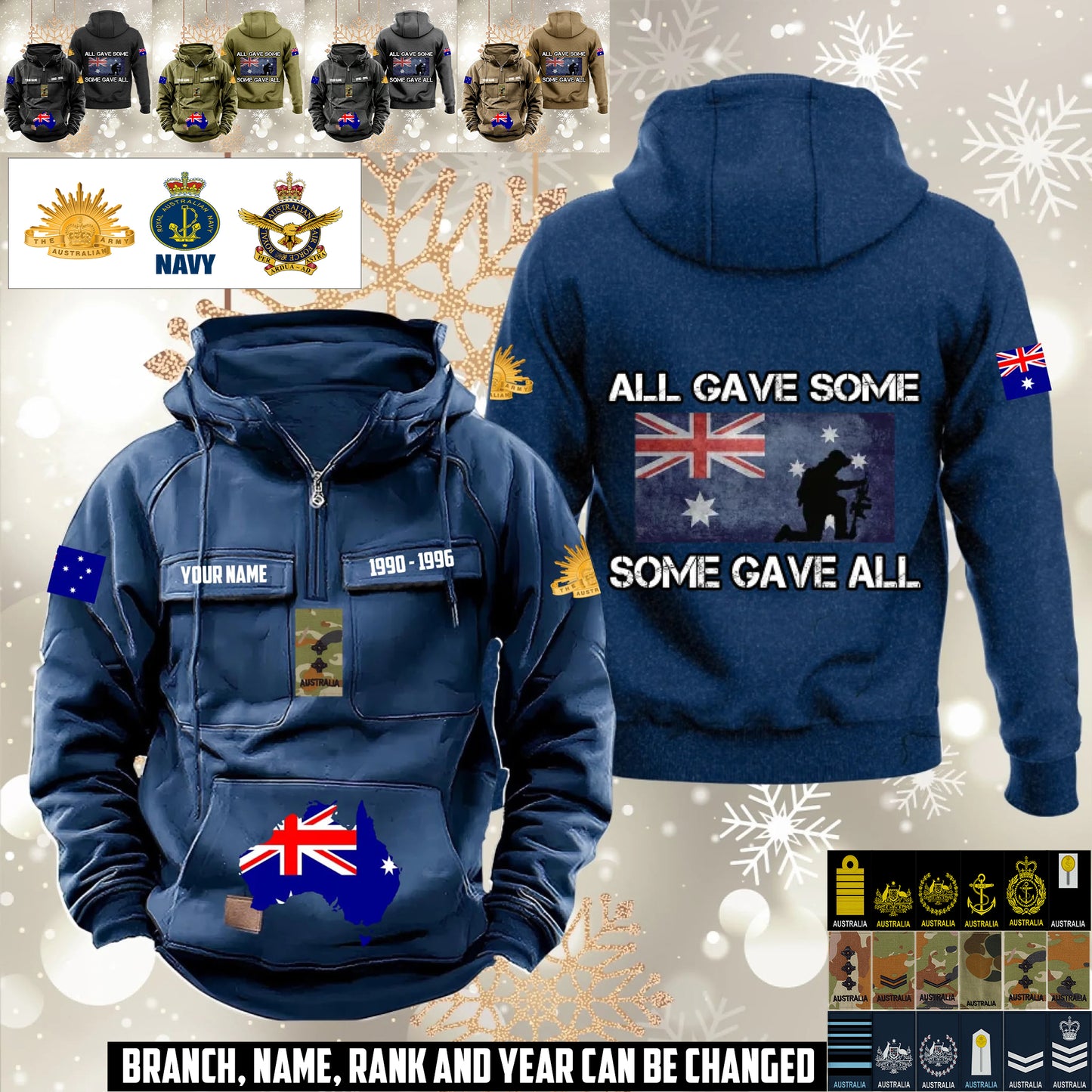 Personalized Australia Soldier/Veteran Vintage Hoodie All Over Printed - 1760400001