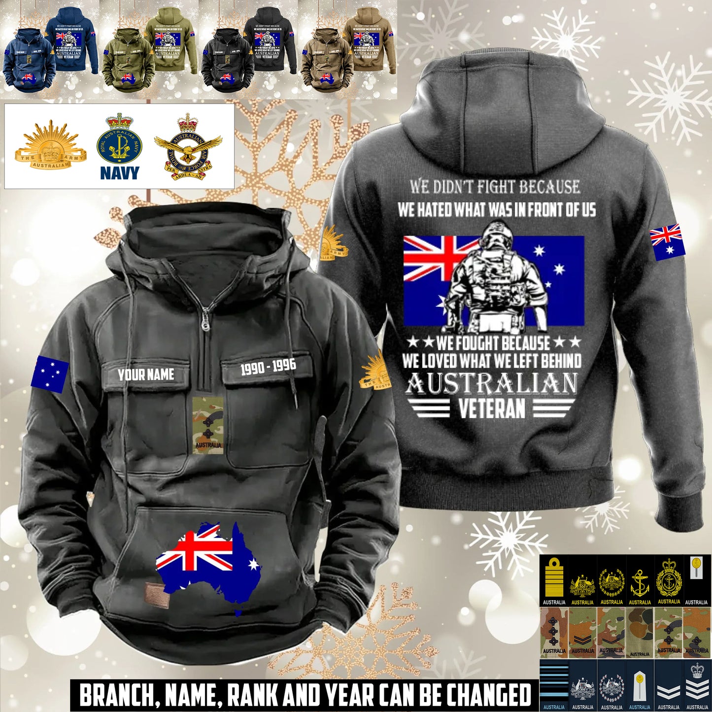 Personalized Australia Soldier/Veteran Vintage Hoodie All Over Printed - 1760400005