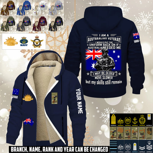 Personalized Australia Soldier/ Veteran With Name, Year And Rank Hoodie Zip Velvet Coat - 1765929600