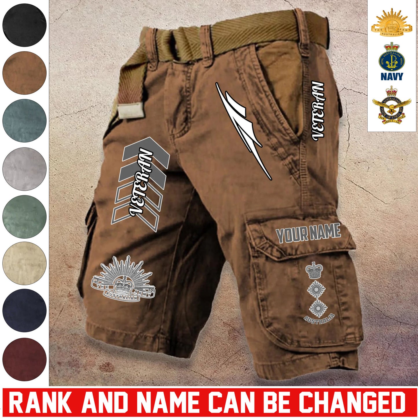 Personalized Australia Soldier/ Veteran With Rank And Name Demin Shorts Multicolor - 17686944