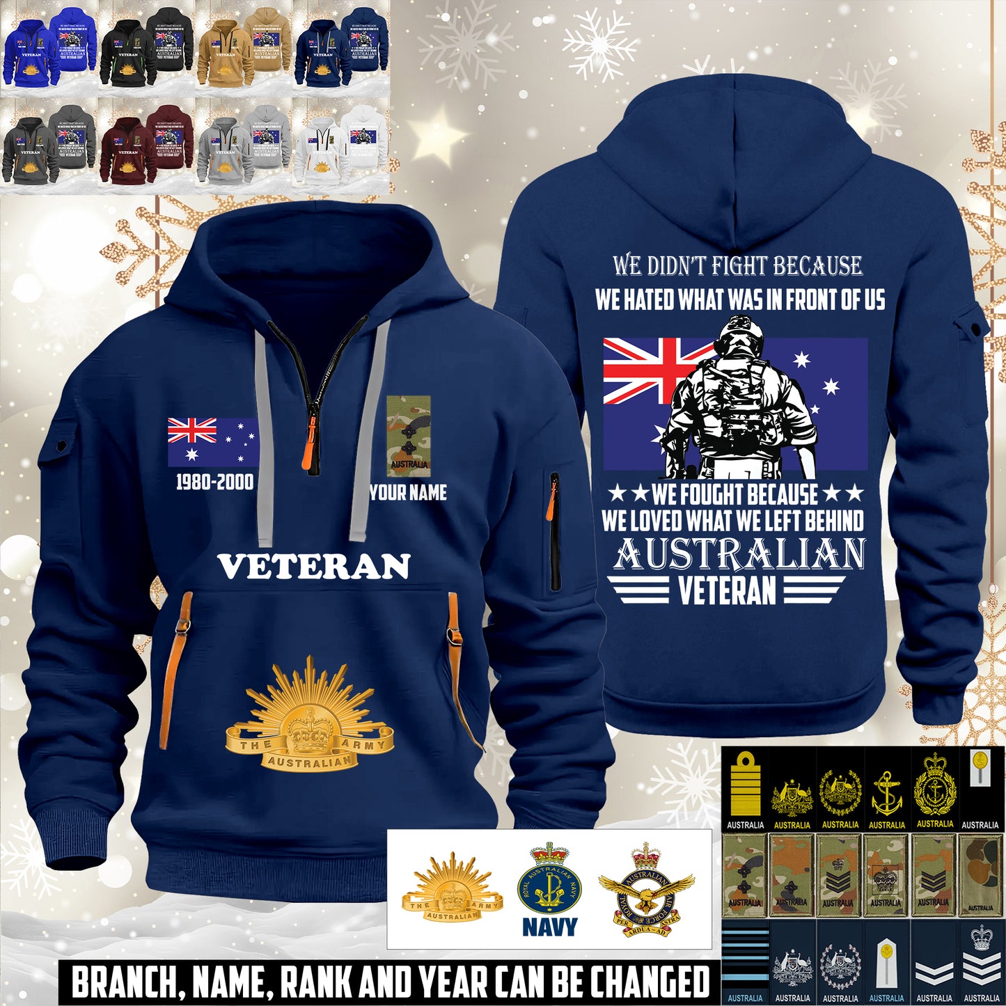 Personalized Australia Soldier/ Veteran With Name, Year And Rank Zip Hoodie Multicolor - 17643744