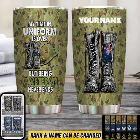 Personalized Australian Veteran/ Soldier With Rank And Name Camo Tumbler All Over Printed 0505230002