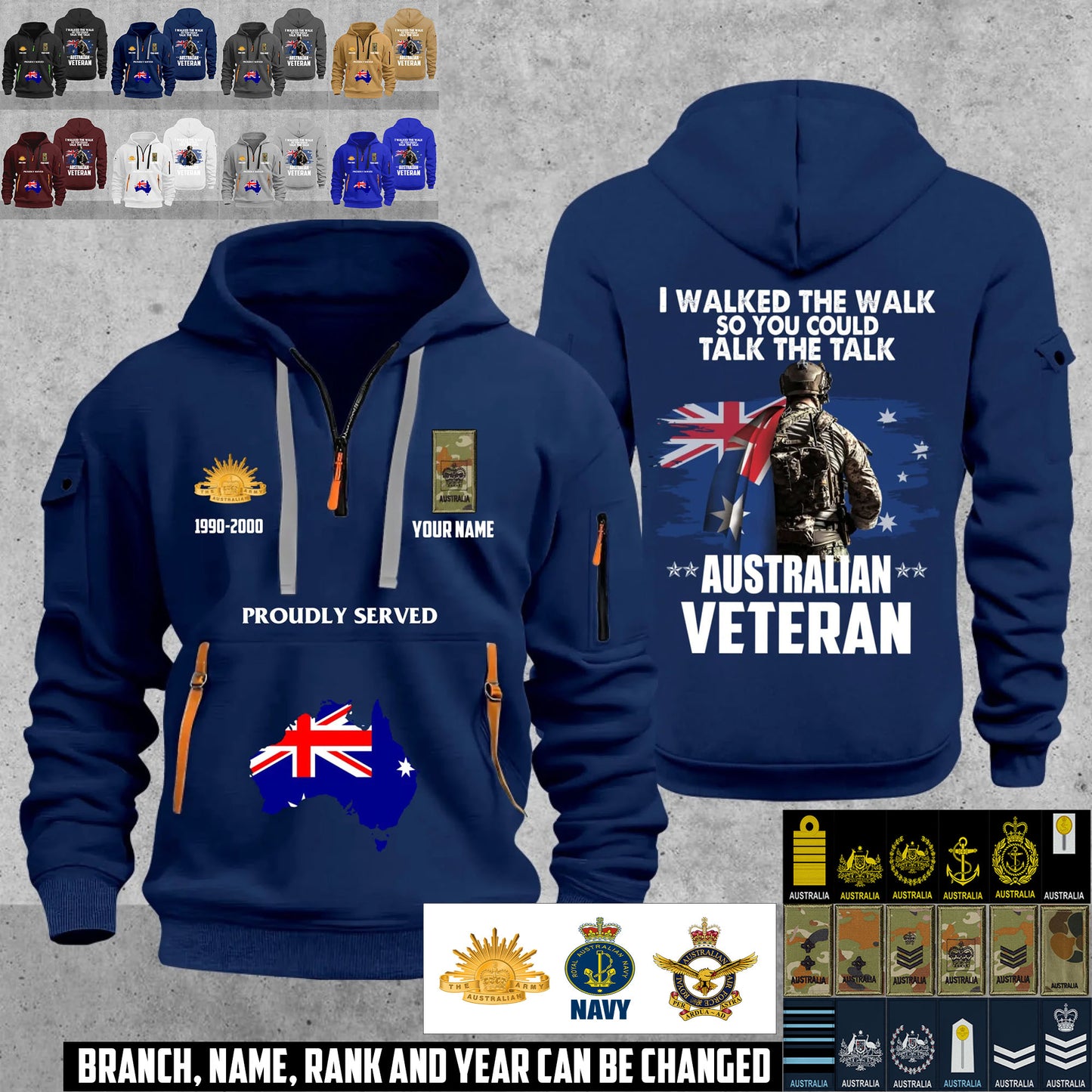 Personalized Australia Soldier/ Veteran With Name, Year And Rank Zip Hoodie Multicolor - 17666208