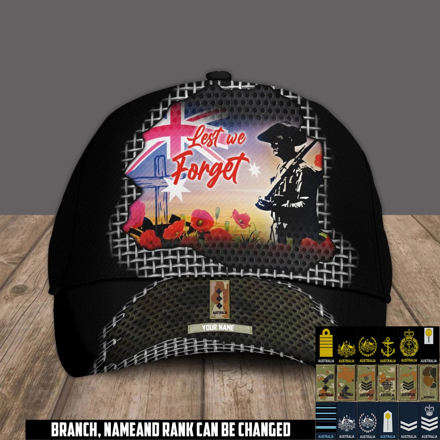 Personalized Rank And Name Australia Soldier/Veterans Baseball Cap - 17680896