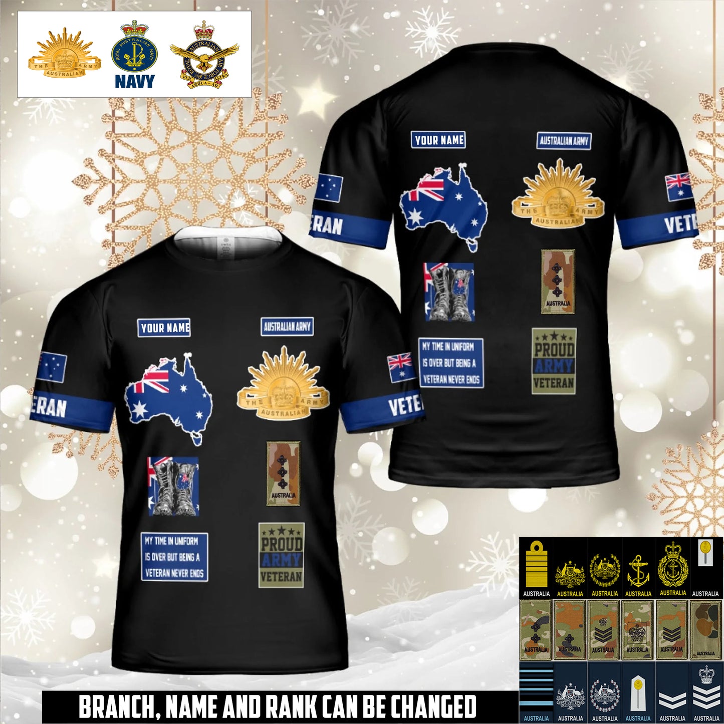 Personalized Australia Soldier/Veteran Camo with Name and Rank Hoodie Sweater All Over Printed - 1762473604