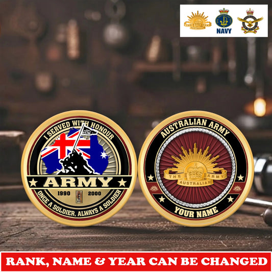 Personalized Australia Veteran/ Soldier With Rank, Name And Year Challenge Coin - 17732736