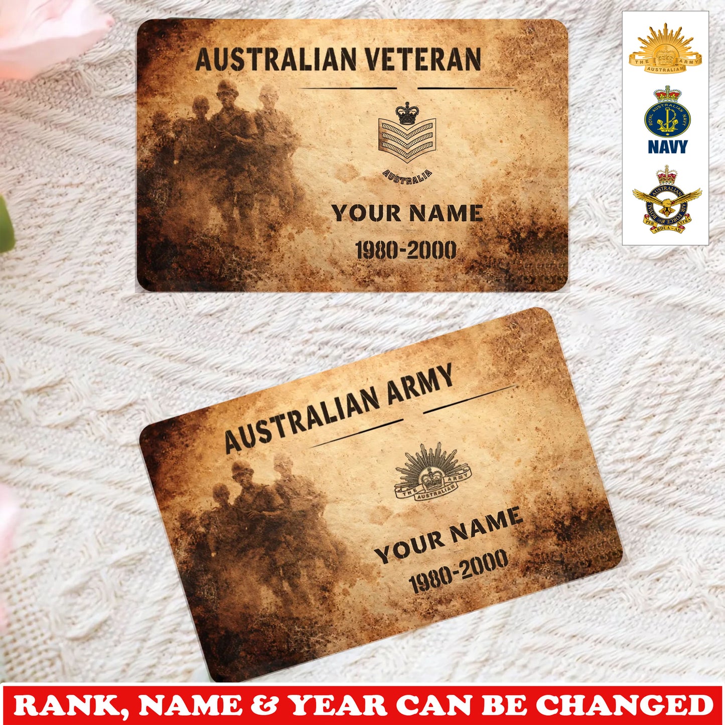 Personalized Australia Soldier/ Veteran With Rank, Name And Year Aluminum Wallet Card - 17735328