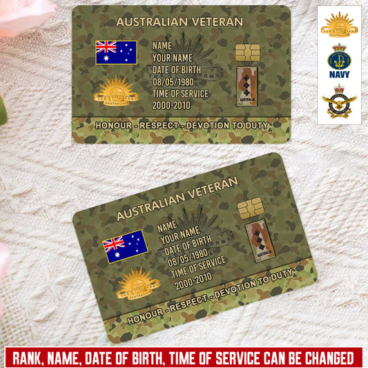 Personalized Australia Soldier/ Veteran With Rank, Name And Year Aluminum Wallet Card - 17637696