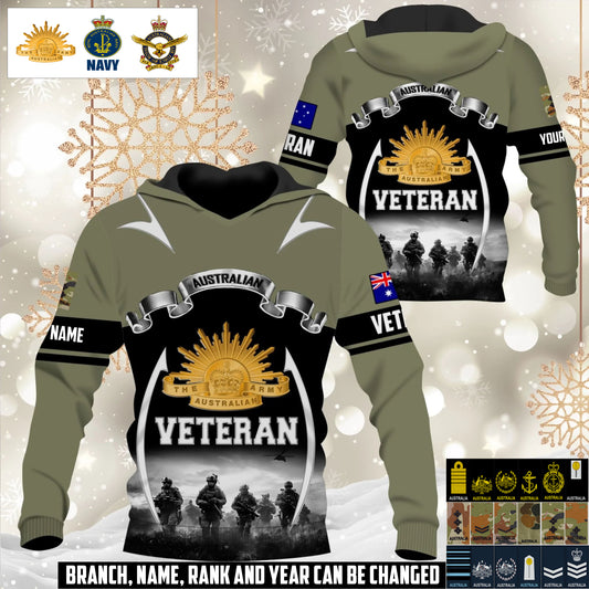 Personalized Australia Soldier/Veteran Camo with Name and Rank Hoodie All Over Printed - 17609184