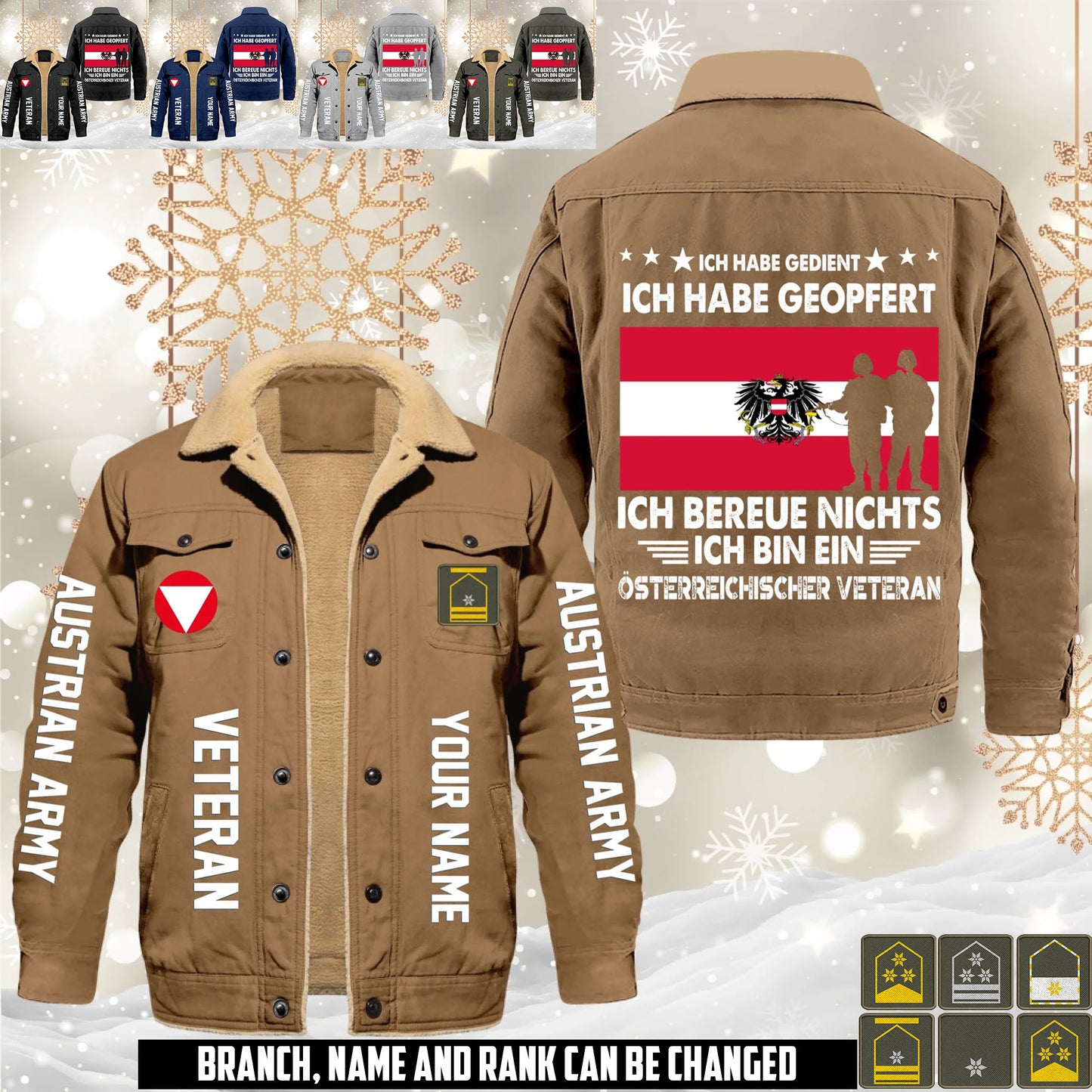 Personalized Austria Soldier/ Veteran With Name And Rank Cargo Fleece Jacket - 1765843200
