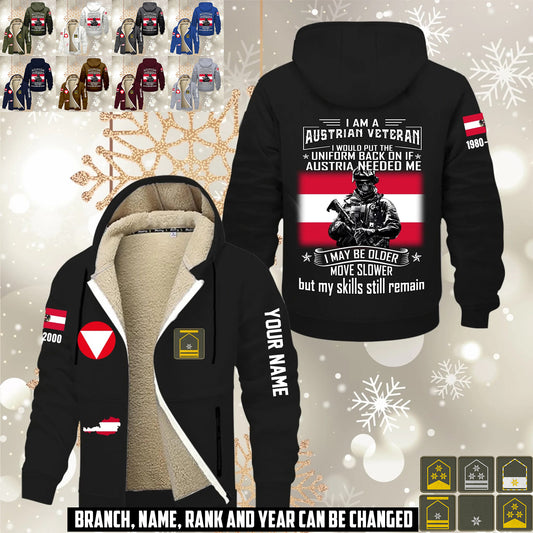 Personalized Austria Soldier/ Veteran With Name, Year And Rank Hoodie Zip Velvet Coat - 1765929600