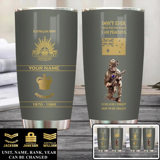 Personalized Australia Veteran/ Soldier With Rank, Year And Name Tumbler - 17180640