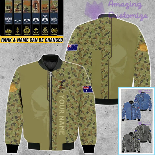Personalized Australia Soldier/ Veteran Camo With Name And Rank Bomber Jacket 3D Printed  - 10052401QA