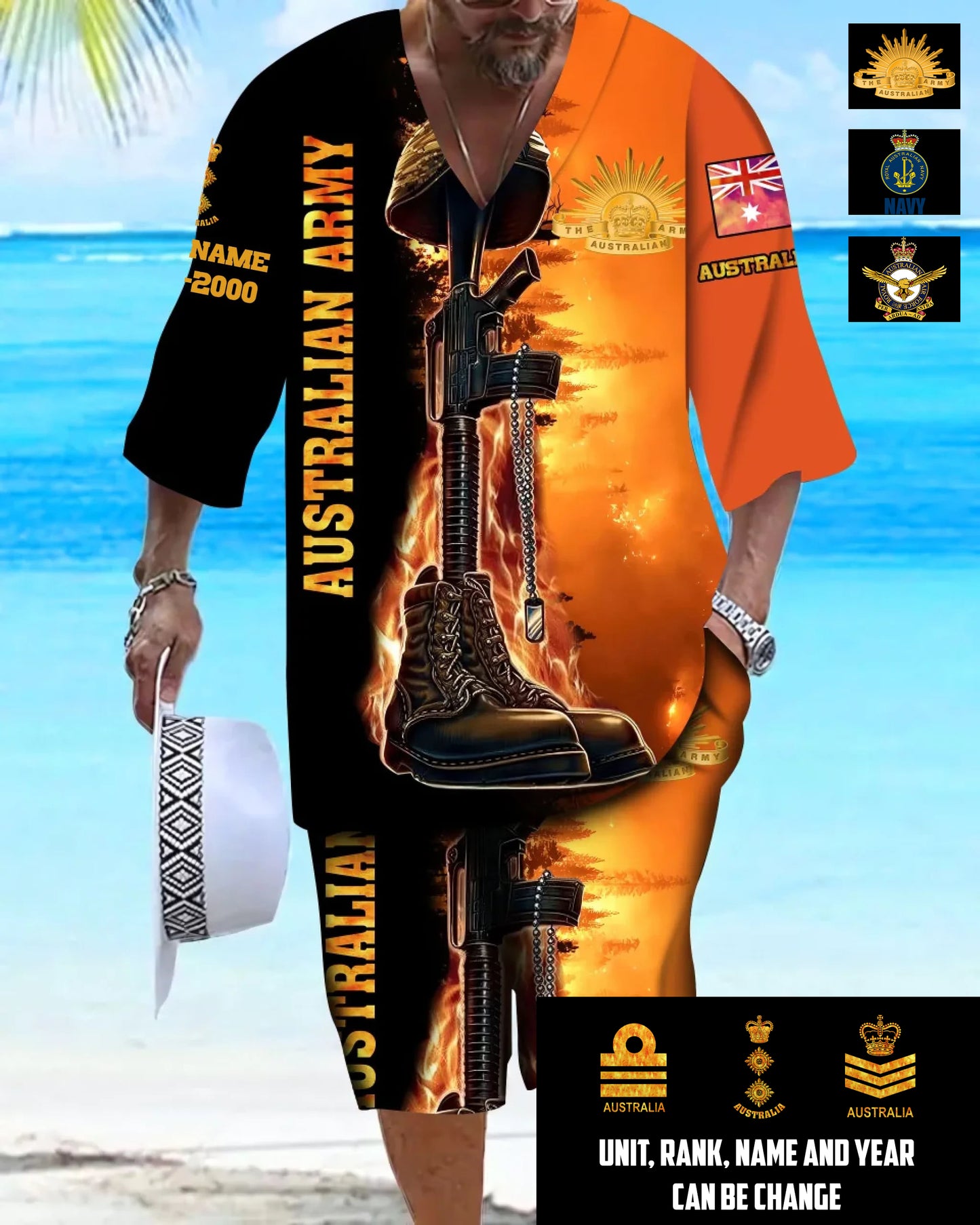 Personalized Australia Soldier/ Veteran With Name, Year And Rank Combo Top + Bottoms - 17284320