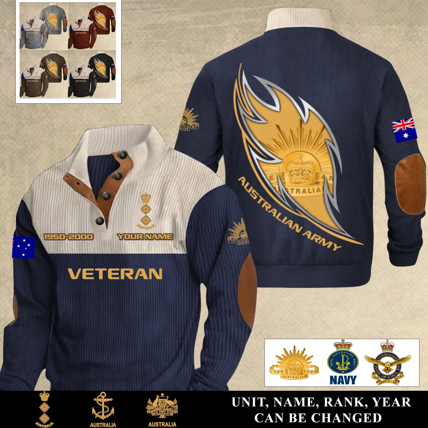 Personalized Australia Soldier/ Veteran With Name, Year And Rank Sports Sweatshirt - 17400960