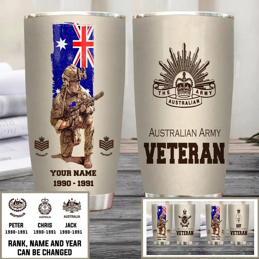 Personalized Australia Veteran/ Soldier With Rank, Year And Name Tumbler - 17179776