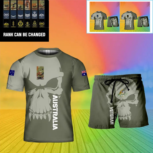 Personalized Australia Soldier/ Veteran Camo With Rank Combo T-Shirt + Short 3D Printed  - 17129664