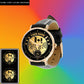 Personalized Canada Soldier/ Veteran With Name Black Stitched Leather Watch - 04052402QA - Gold Version