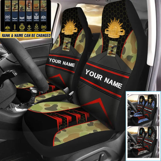 Personalized Australian Soldier/ Veteran Camo With Name And Rank Car Seat Covers 3D Printed - 13042402QA