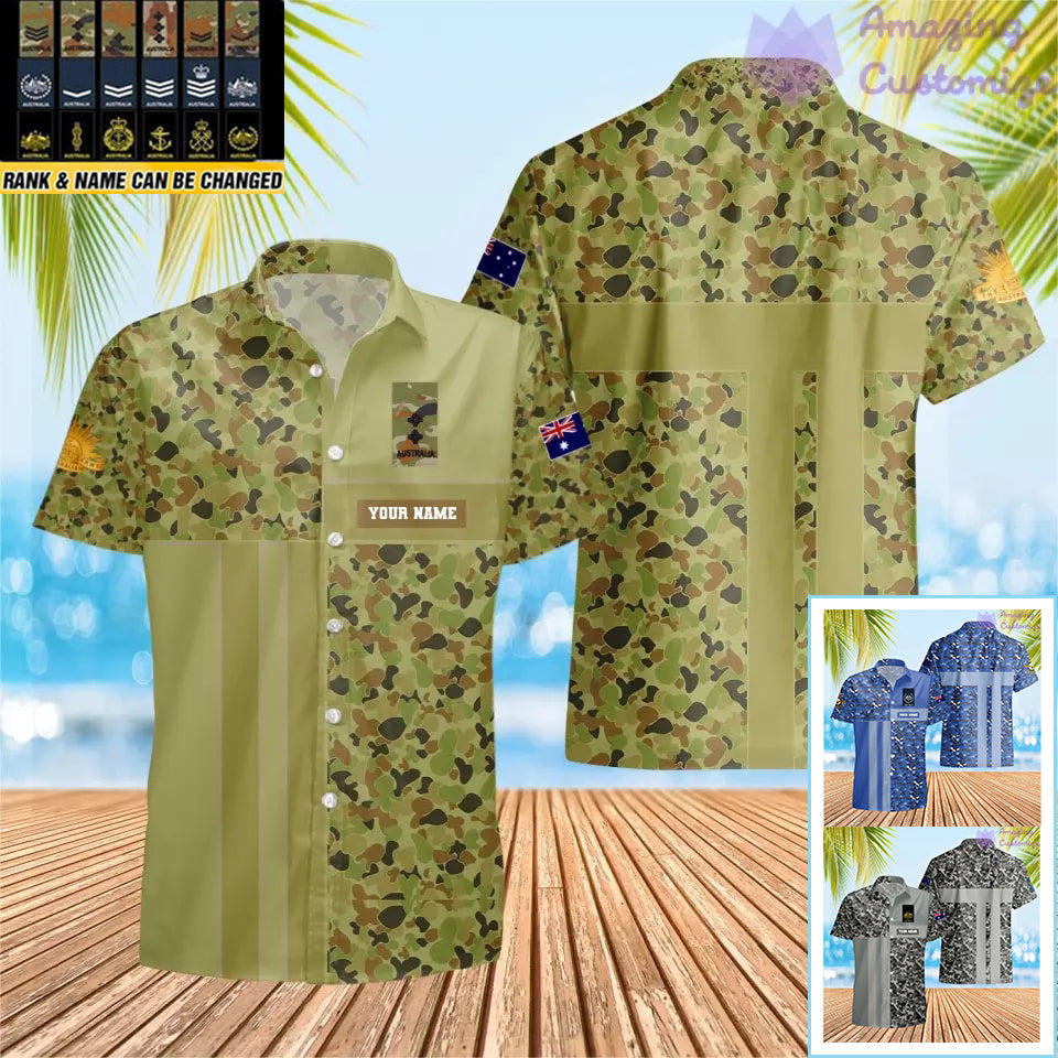 Personalized Australia Soldier/ Veteran Camo With Name And Rank Hawaii Printed  - 17150400