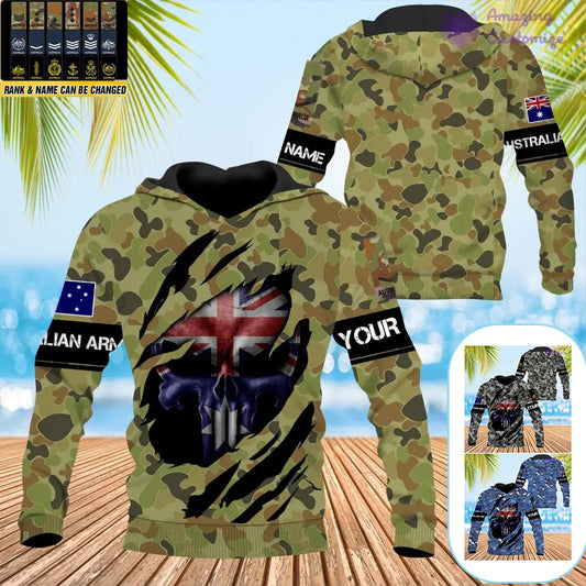 Personalized Australia with Name and Rank Soldier/Veteran Hoodie All Over Printed - 08042402QA