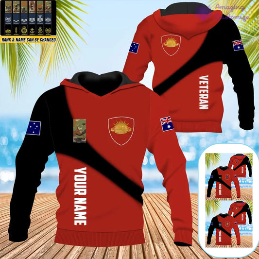 Personalized Australia with Name and Rank Soldier/Veteran Hoodie Shirt All Over Printed - 08042401QA