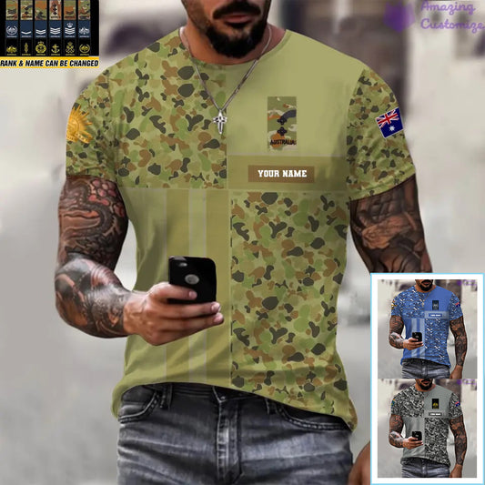 Personalized Australia Soldier/ Veteran Camo With Name And Rank T-shirt Printed  - 07052401QA