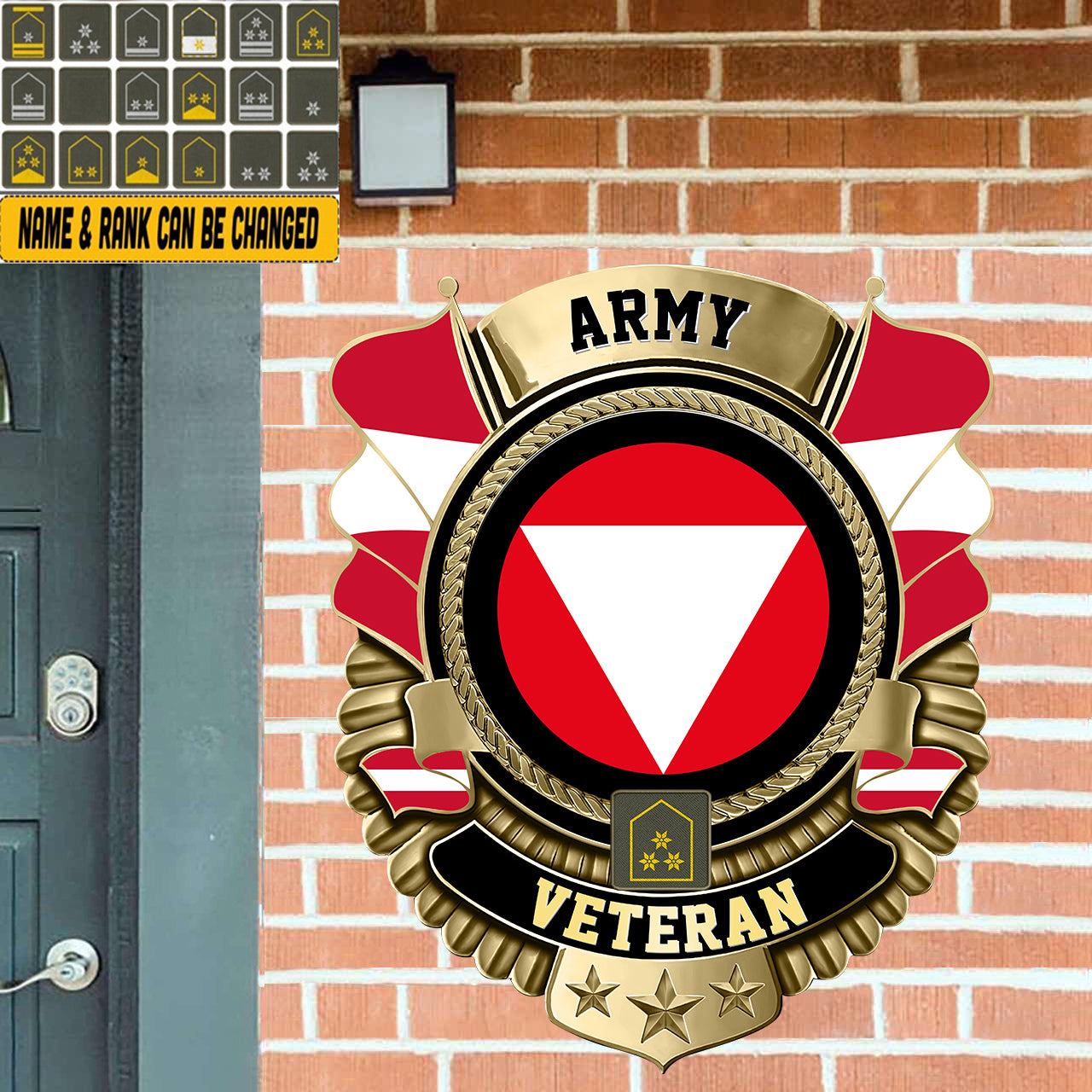 Personalized Rank Austria Soldier/Veterans Camo Cut Metal Sign - 2606230001