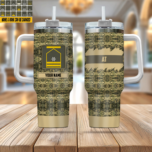 Personalized Austrian Soldier/ Veteran Camo With Name And Rank 40oz Tumbler 3D Printed - 2401240001