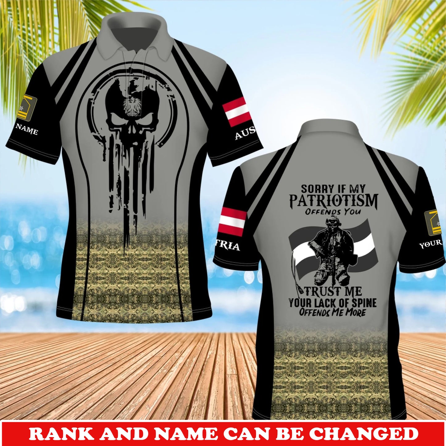 Personalized Austria Soldier/Veteran Camo with Rank and Name T-Shirt All Over Printed - 17741376