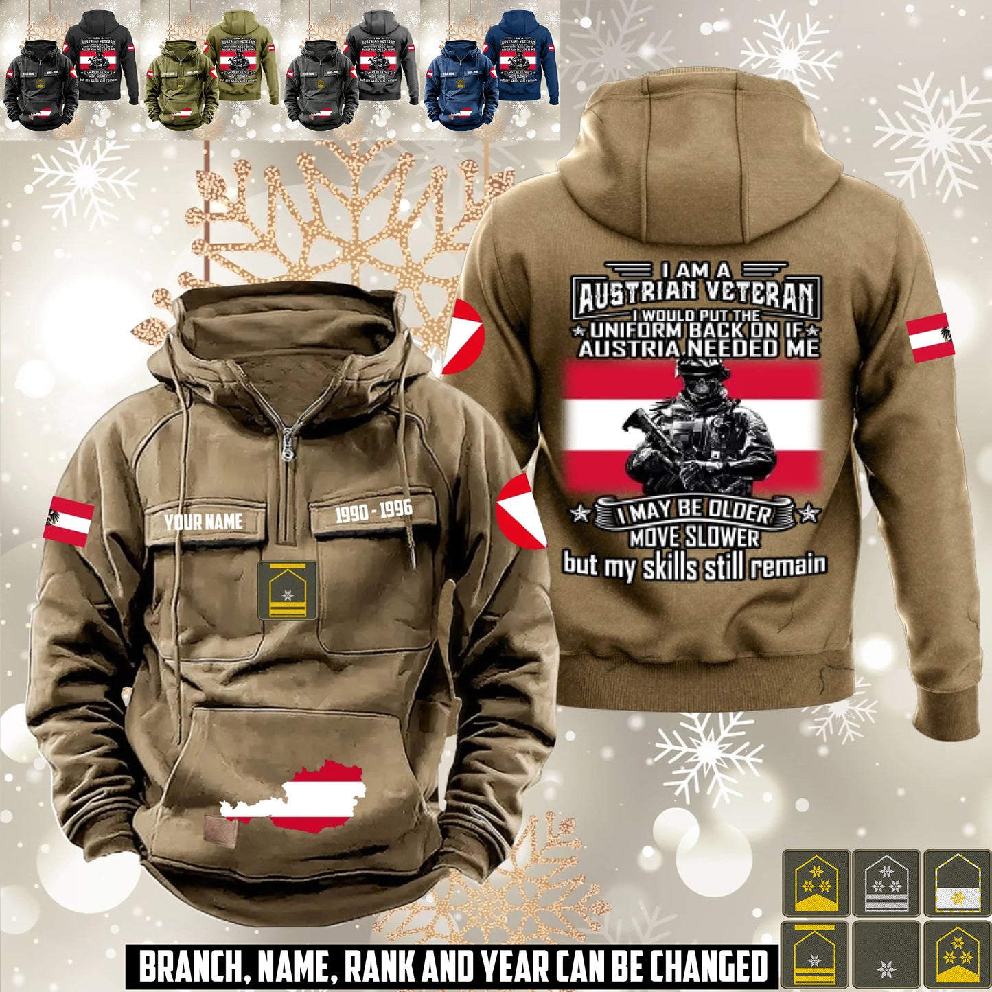 Personalized Austria Soldier/Veteran Vintage Hoodie All Over Printed - 1760313603