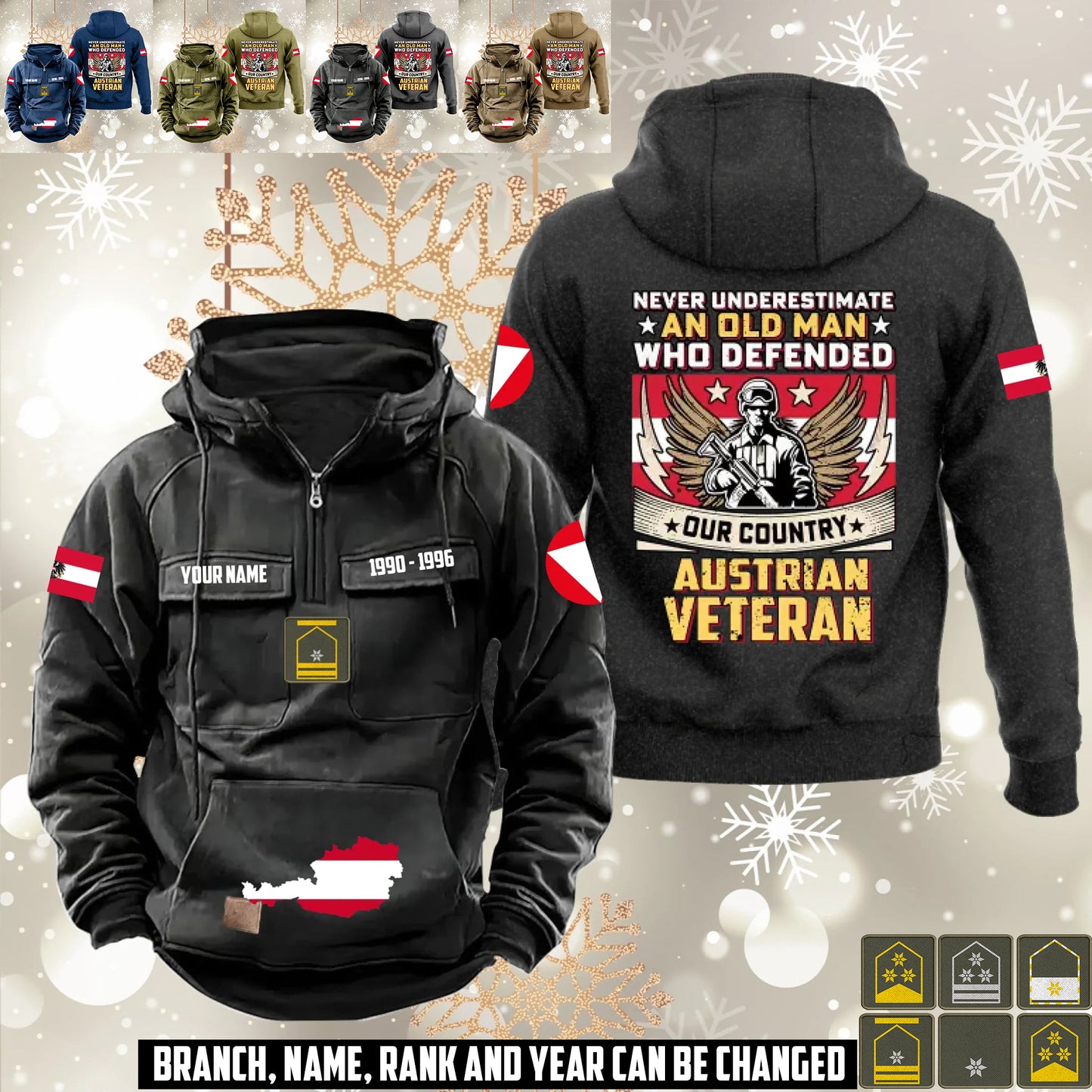 Personalized Austria Soldier/Veteran Vintage Hoodie All Over Printed - 1760400002