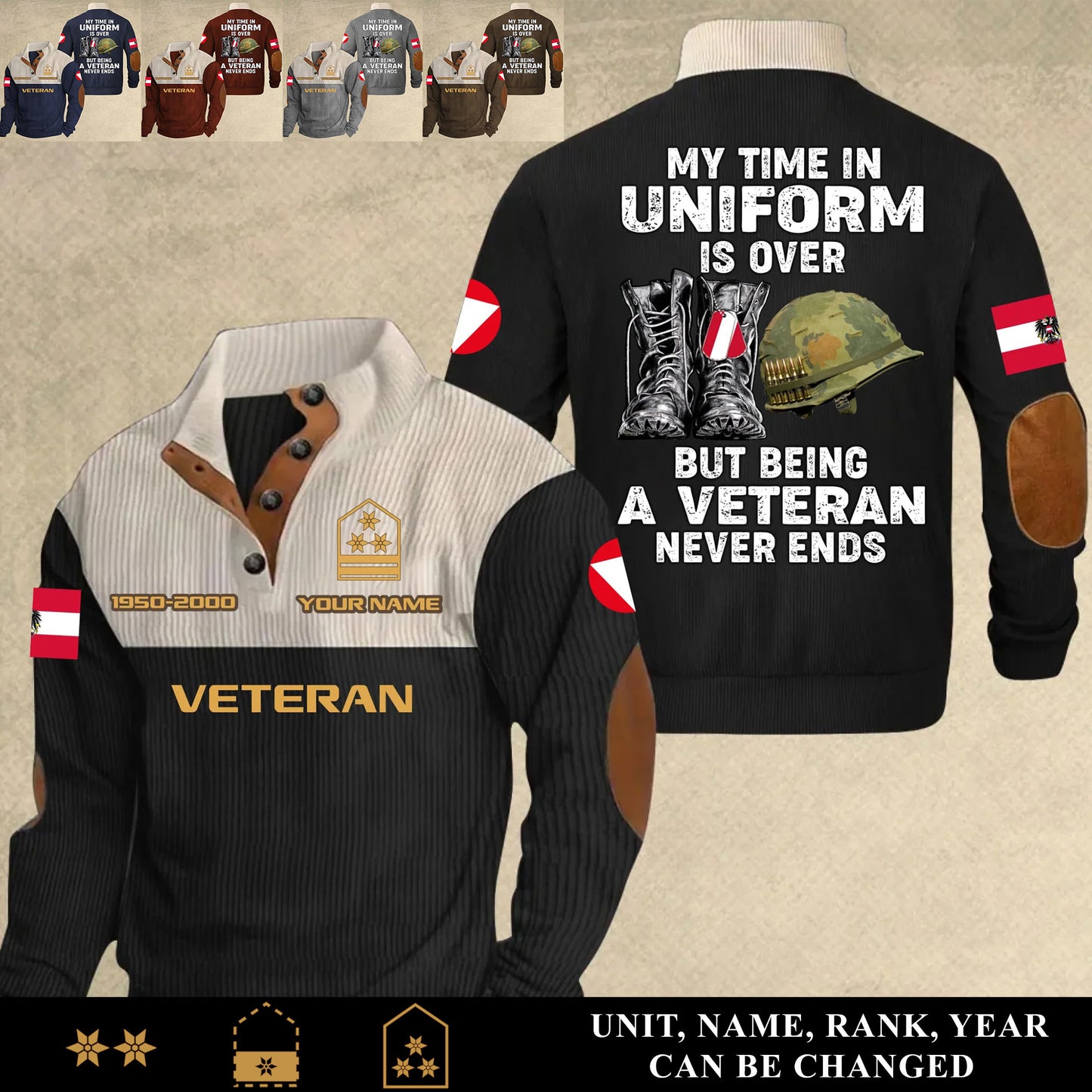 Personalized Austria Soldier/ Veteran With Name, Year And Rank Sports Sweatshirt - 17553024