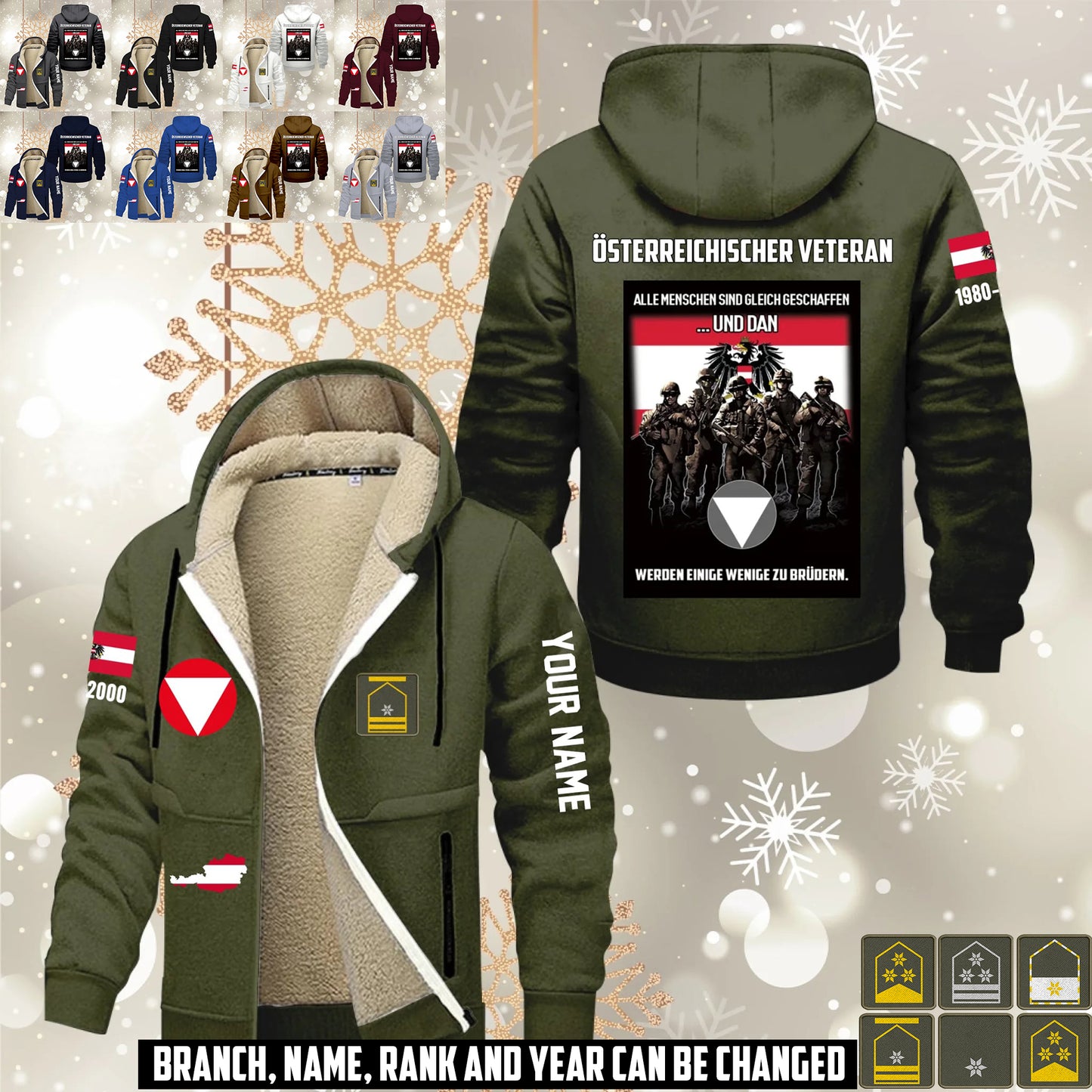 Personalized Austria Soldier/ Veteran With Name, Year And Rank Hoodie Zip Velvet Coat - 17636832