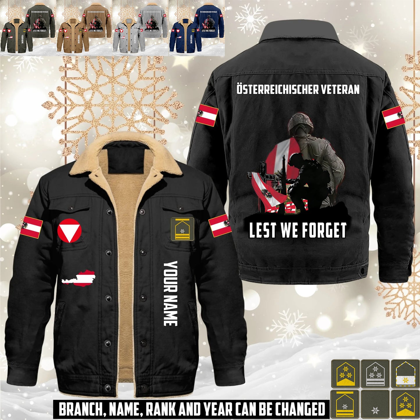 Personalized Austria Soldier/ Veteran With Name And Rank Cargo Fleece Jacket - 17635968