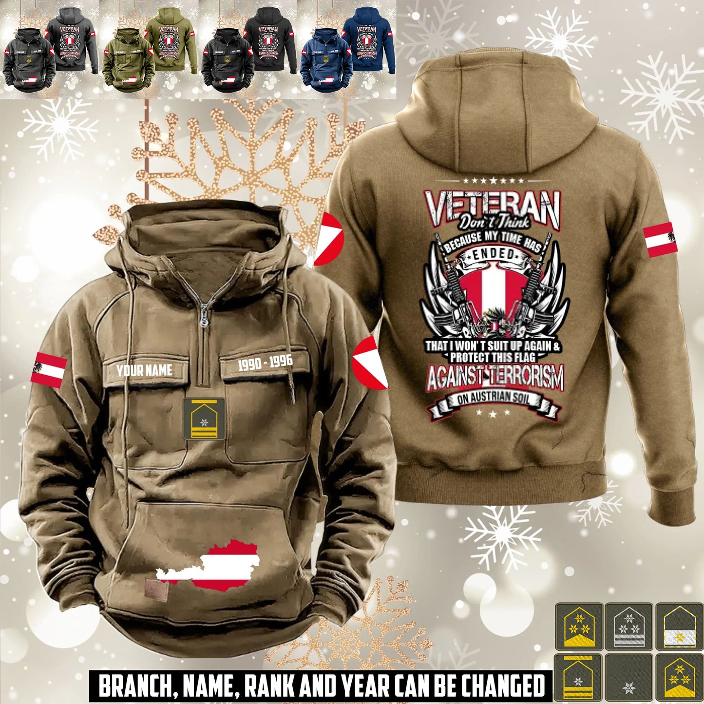 Personalized Austria Soldier/Veteran Vintage Hoodie All Over Printed - 1760572801