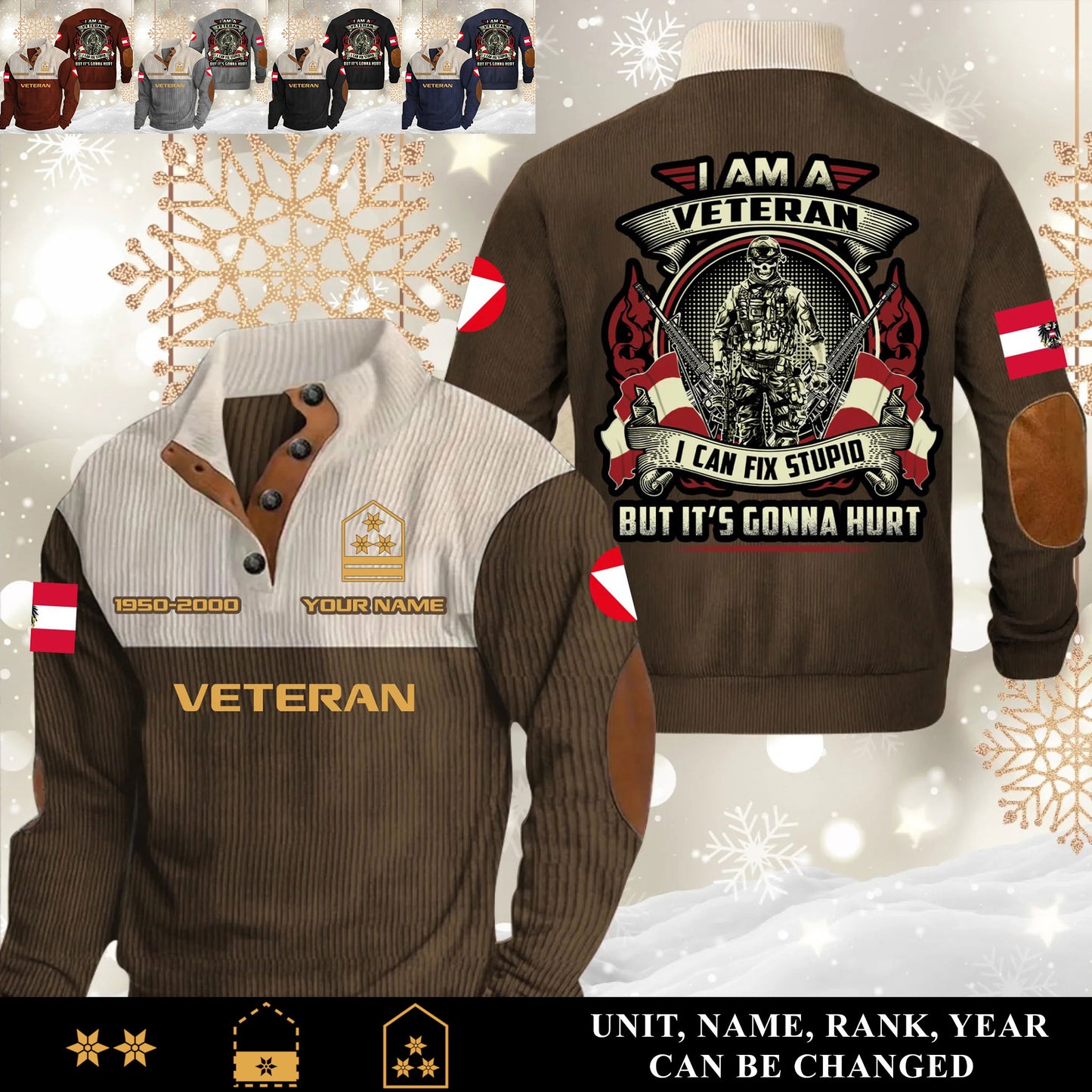 Personalized Austria Soldier/ Veteran With Name, Year And Rank Sports Sweatshirt - 17554752