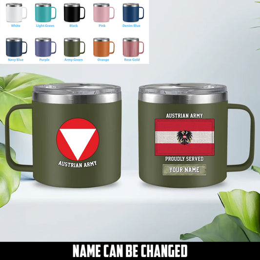 Personalized Austria Soldier/ Veteran With Name  Stainless Steel Coffee Mug Printed - 1761177602