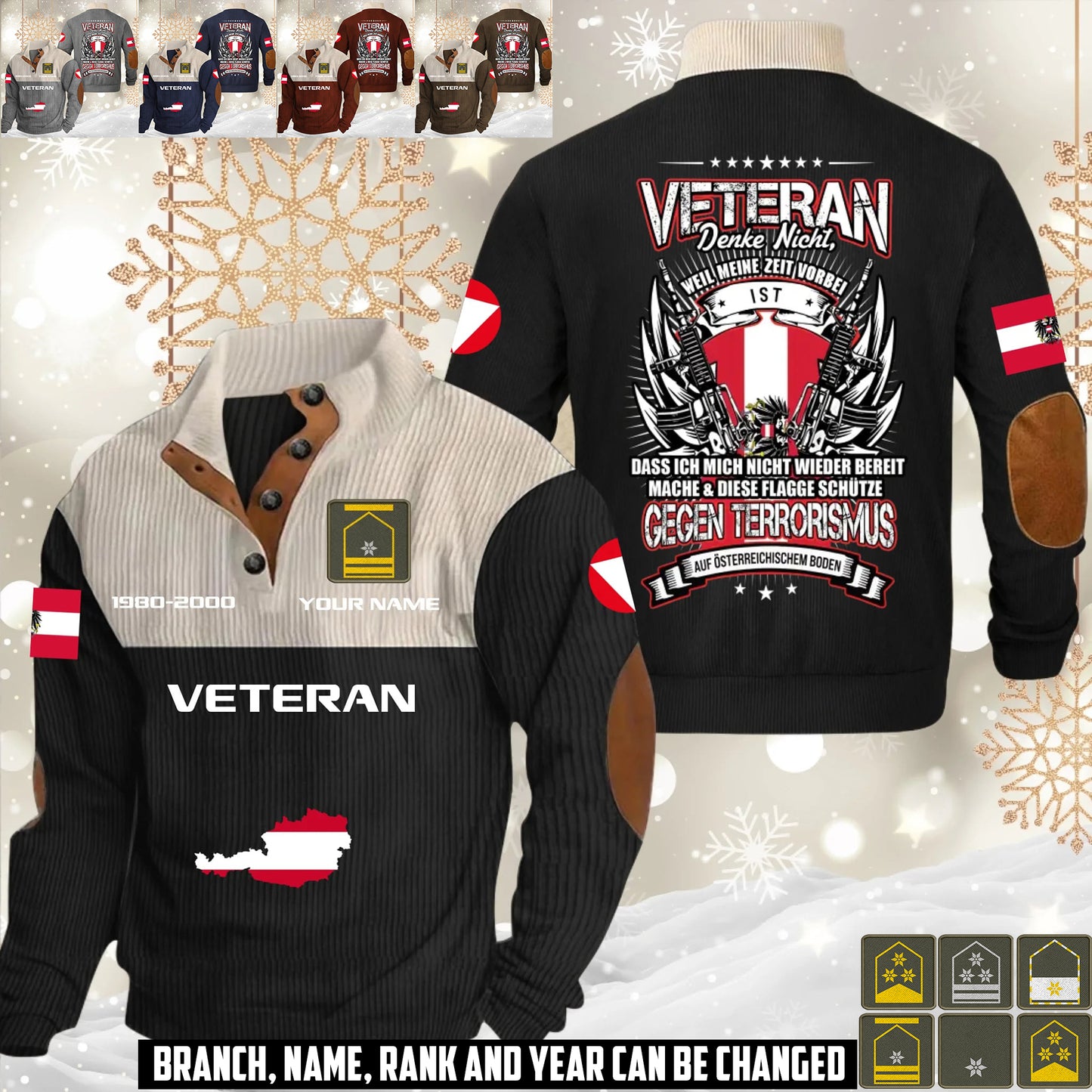 Personalized Austria Soldier/ Veteran With Name, Year And Rank Sports Sweatshirt - 17644608