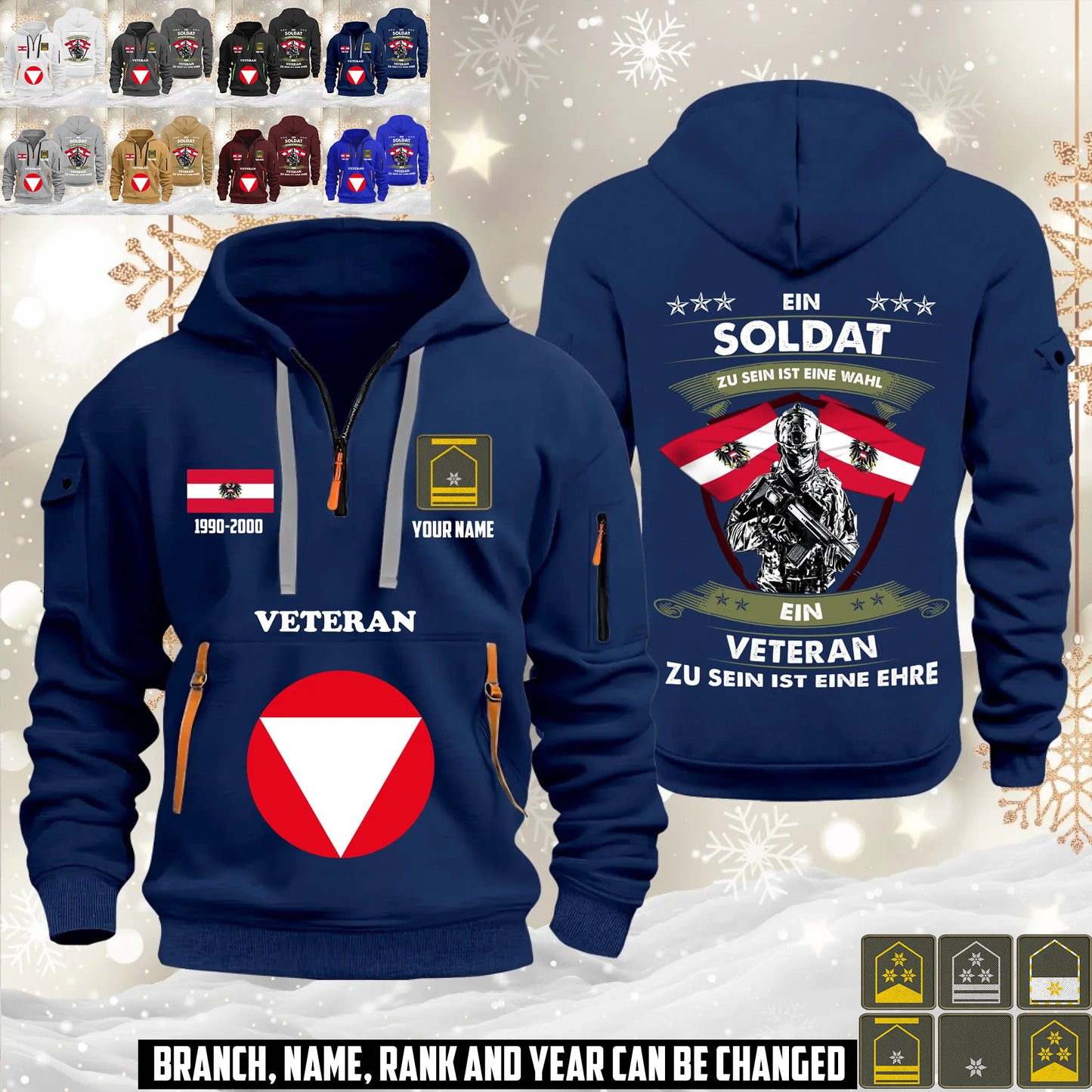 Personalized Austria Soldier/ Veteran With Name, Year And Rank Zip Hoodie Multicolor - 17563392
