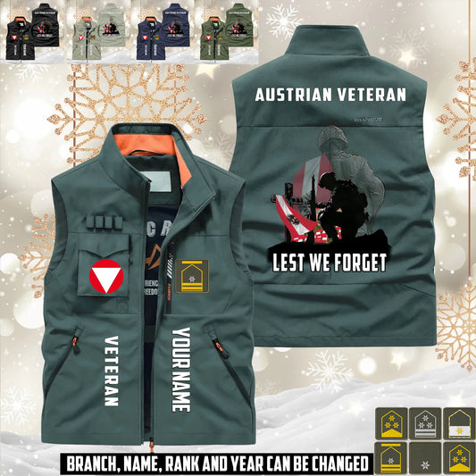 Personalized Austria Soldier/ Veteran With Name & Rank Sleeveless Jacket Multicolor - 17632512