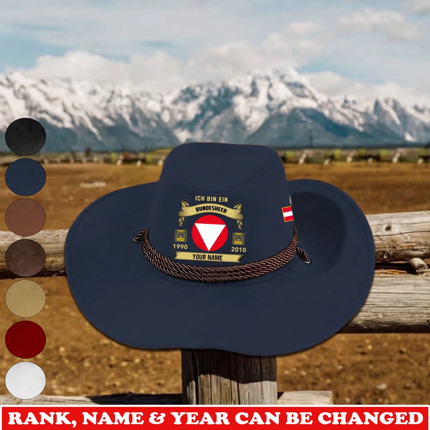 Personalized Austria Soldier/ Veteran With Rank, Name and Year Cowboy Hat - 1775433601
