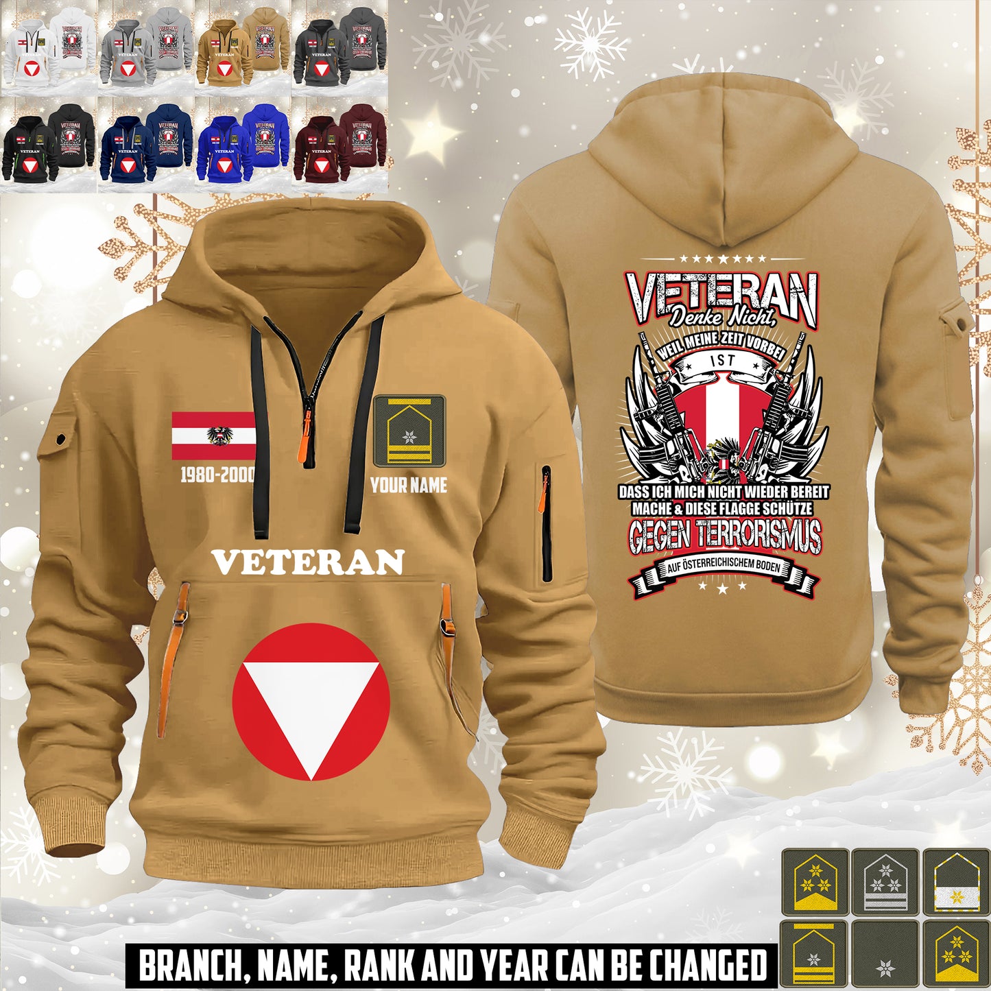 Personalized Austria Soldier/ Veteran With Name, Year And Rank Zip Hoodie Multicolor - 17642880