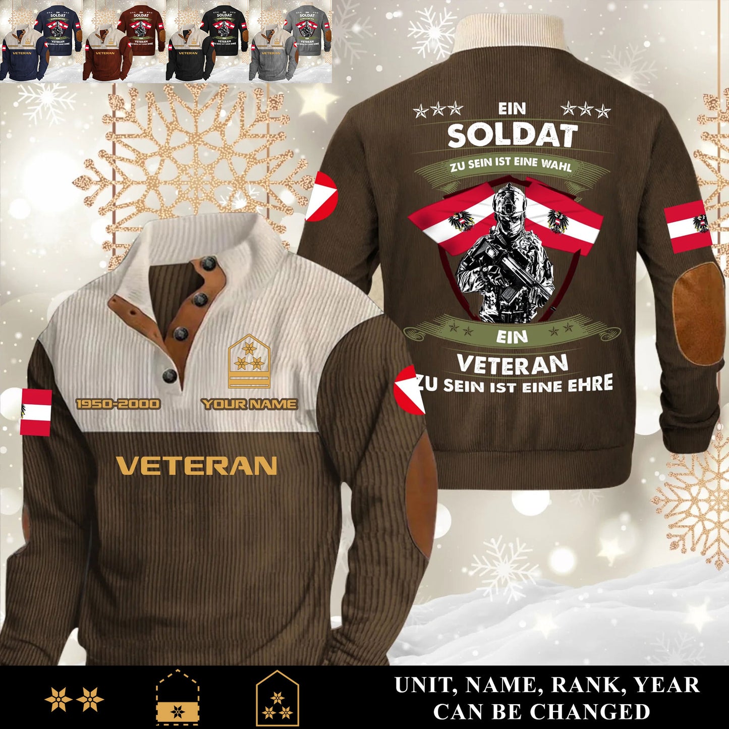 Personalized Austria Soldier/ Veteran With Name, Year And Rank Sports Sweatshirt - 17565120