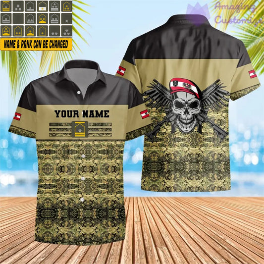 Personalized Austrian Soldier/ Veteran Camo With Name And Rank Hawaiin Shirt 3D Printed - 1201240001